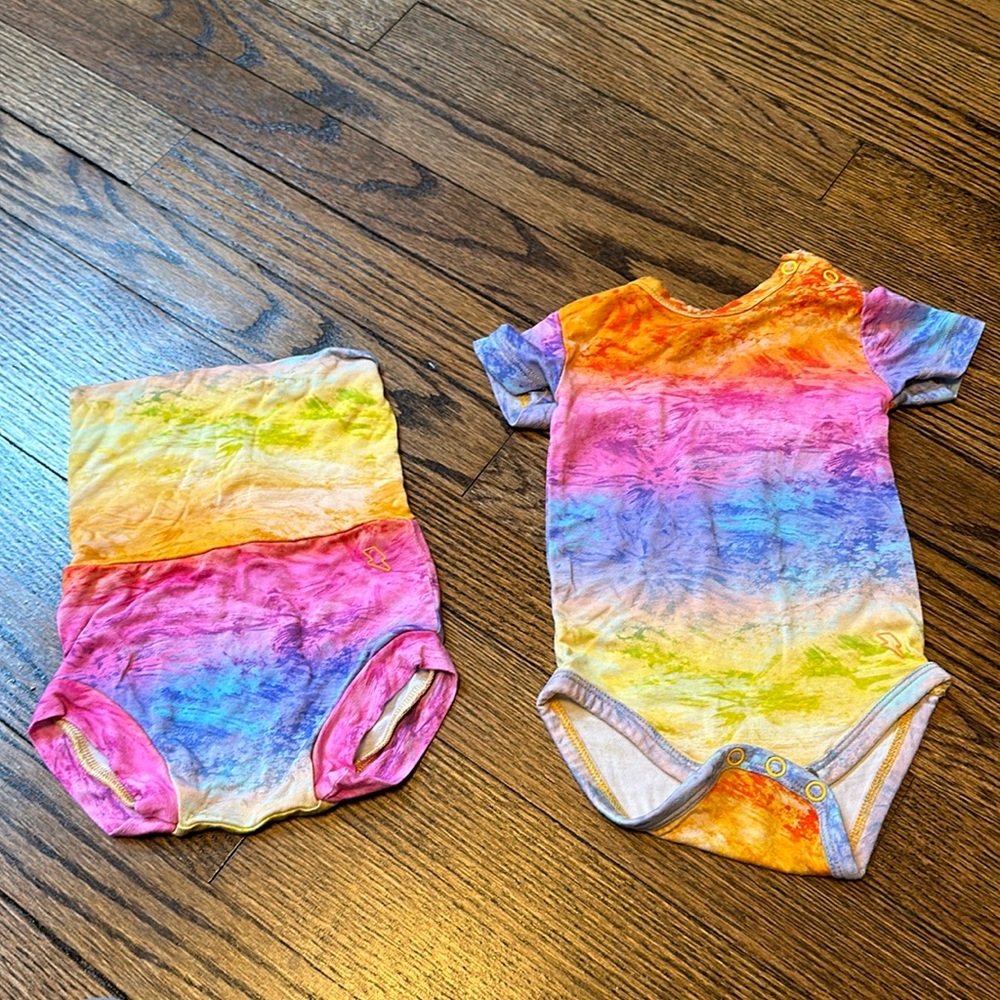 Muse threads rainbow, sherbet, bodysuit, and matching shorts 0-3mo